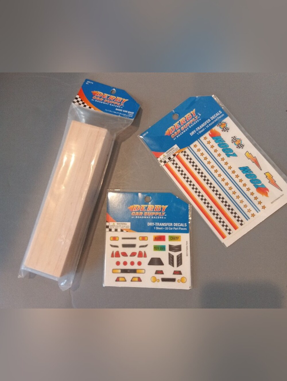 Wooden Derby Car Base And Decals NEW